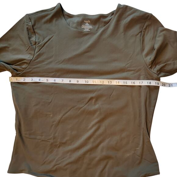 Nuuds Bodysuit Shirt Olive Green Long Sleeve Round Neck sz XXL - Picture 8 of 11